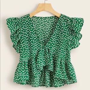 🍒 SHEIN V-NECK FLORAL BLOUSE